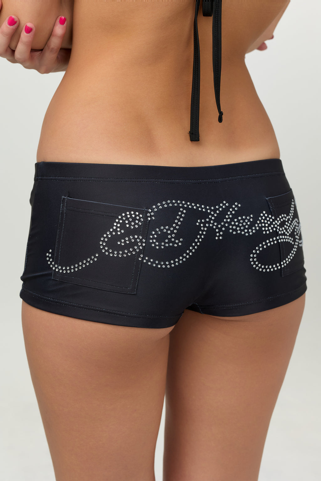 HEARTS & SCRIPT - BOY SHORT - BLACK