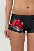 HEARTS & SCRIPT - BOY SHORT - BLACK