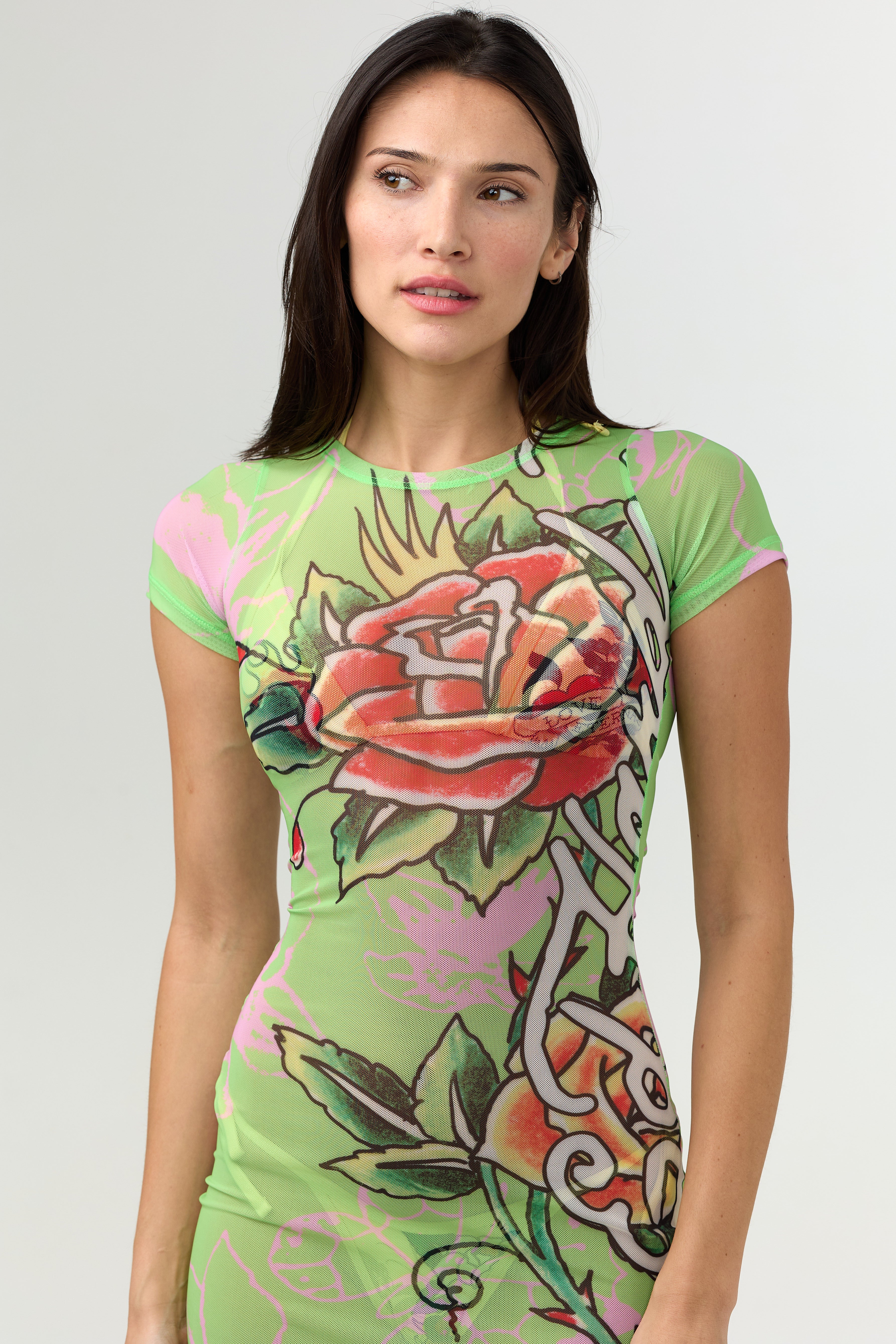 BUTTERFLY GARDEN - MESH DRESS - GREEN