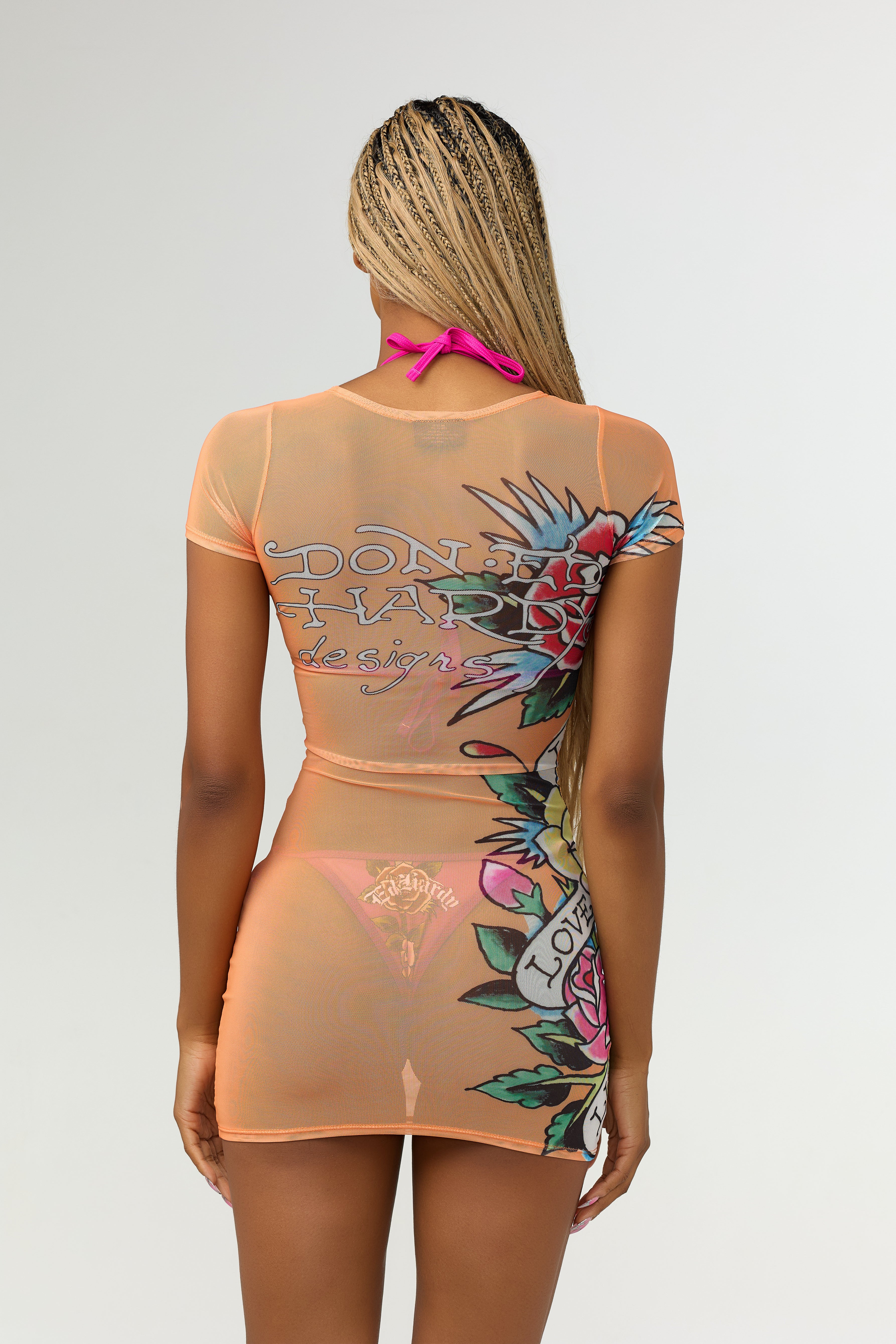 SUNSET VINE - MESH DRESS - ORANGE
