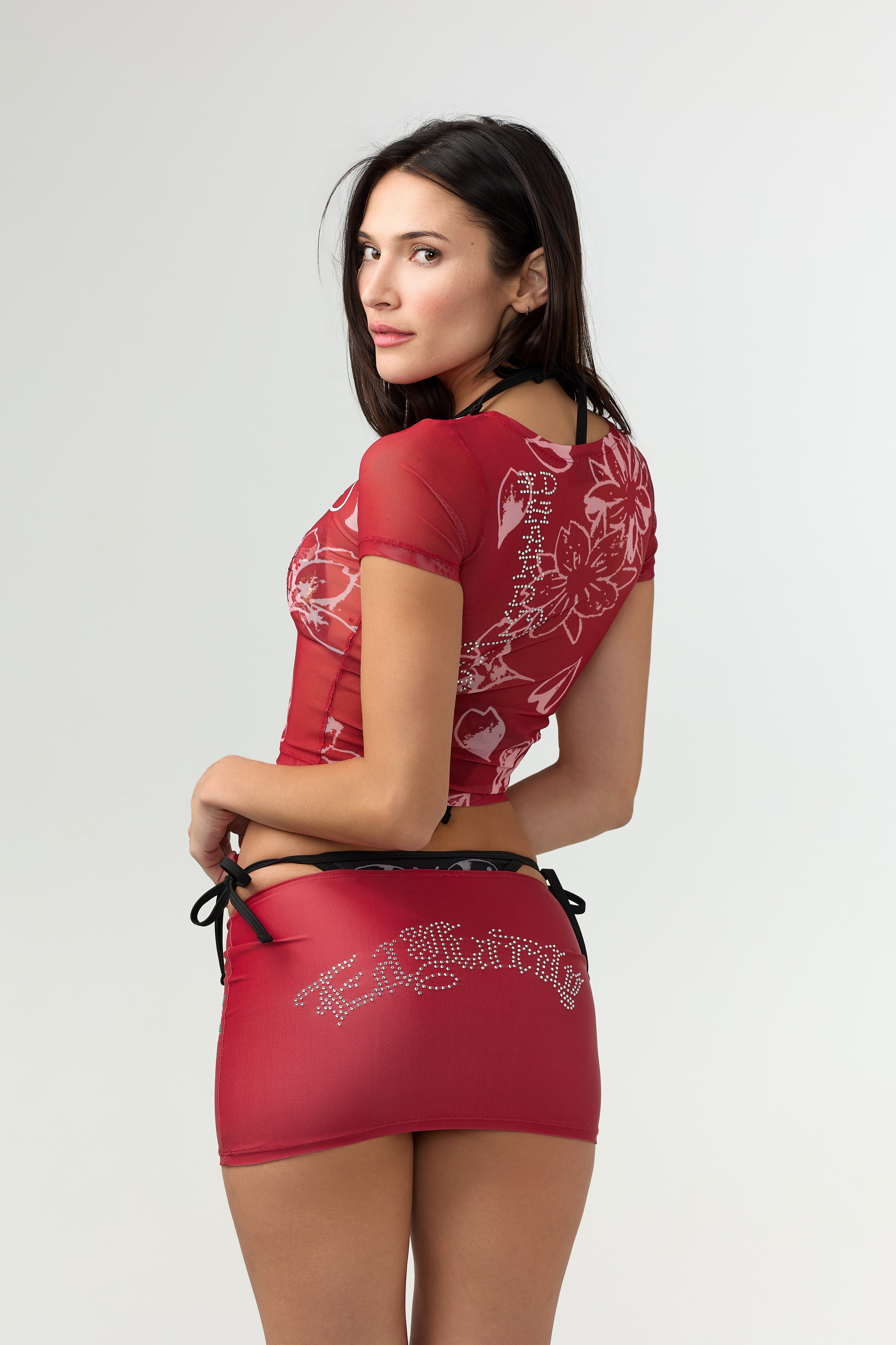 Ed Hardy Crimson Tiger Swim Skirt in red print
