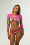 Ed Hardy Pixie Cropped Mesh Longsleeve Cover Up in print