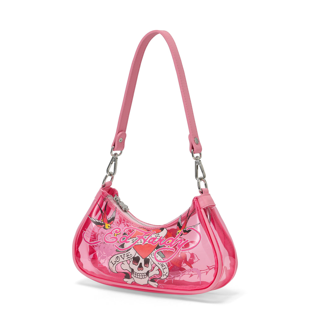 Woman wearing Ed Hardy Twin Tigers Beach Shoulder Bag Pvc 1 in print