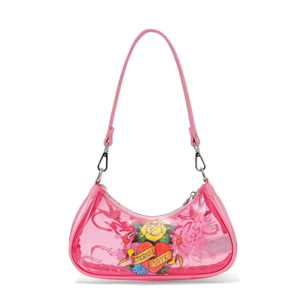 Close-up detail of Ed Hardy Twin Tigers Beach Shoulder Bag Pvc 1 in print
