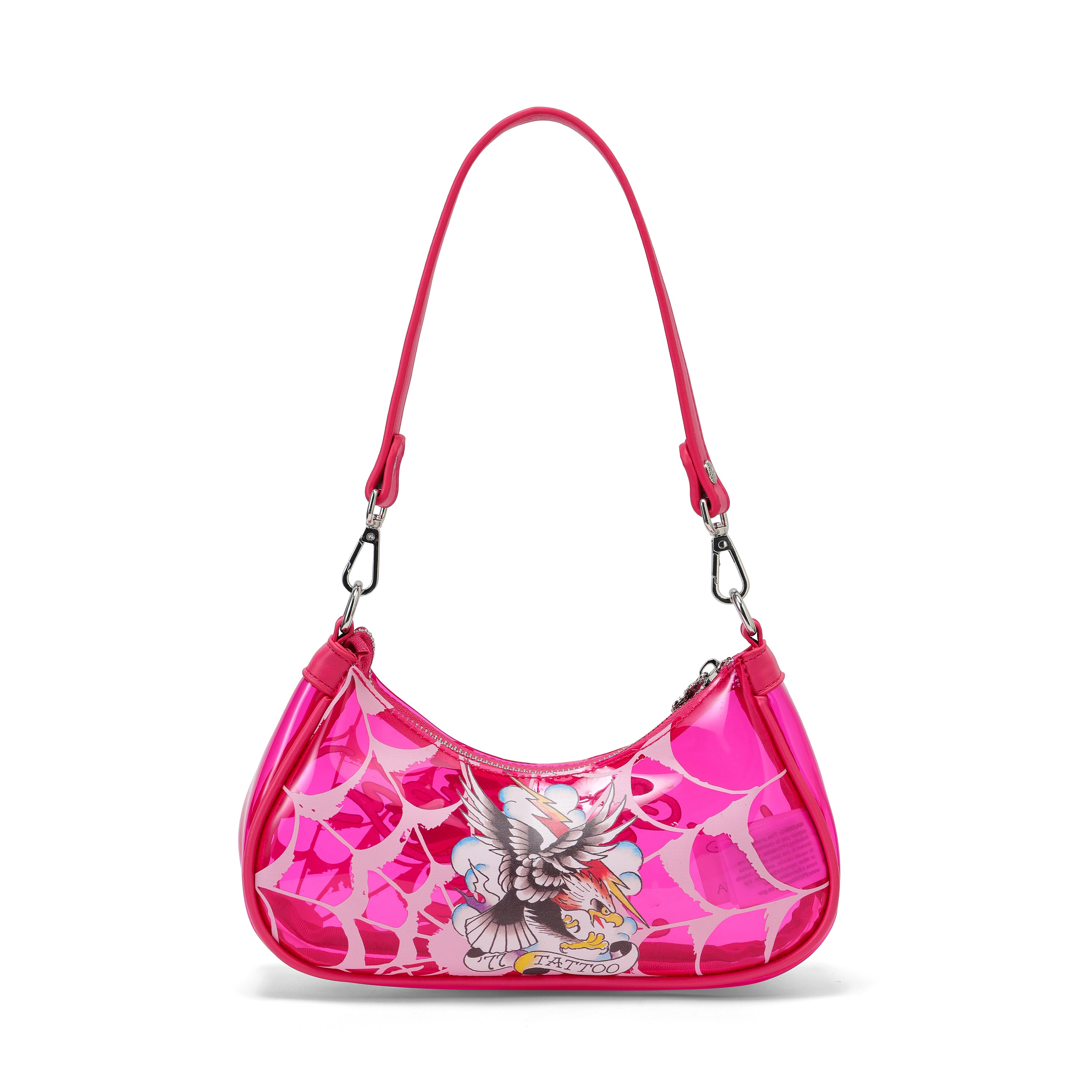Close-up detail of Ed Hardy Lotus Bloom Beach Shoulder Bag Pvc in print