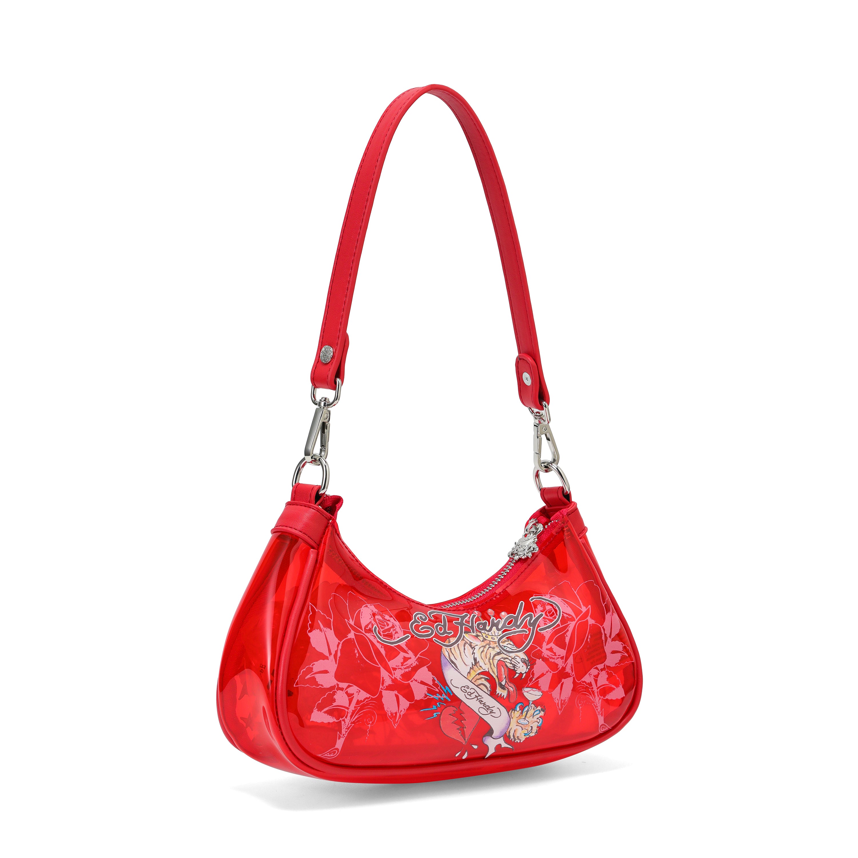 Close-up detail of Ed Hardy Twin Tigers Beach Shoulder Bag Pvc in print