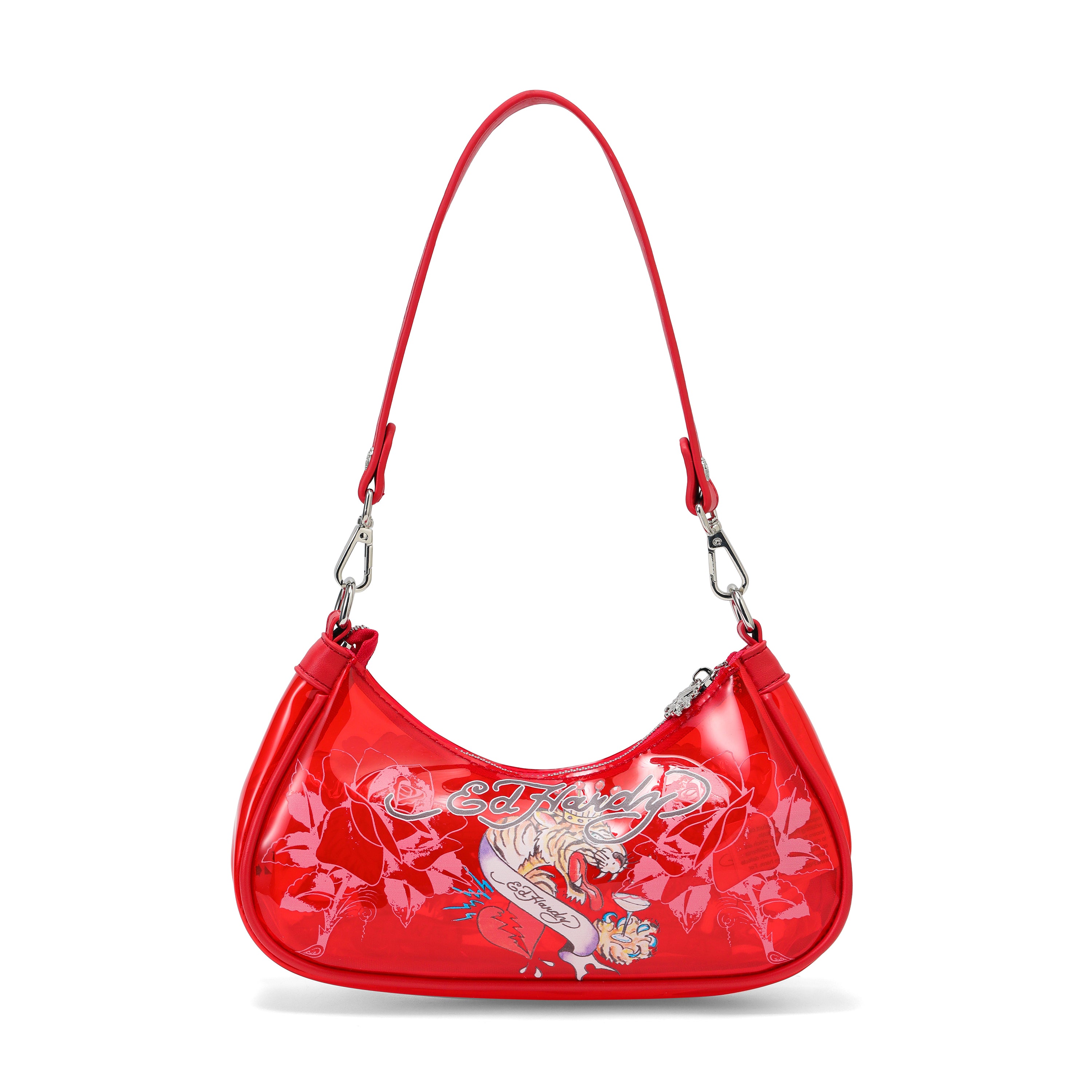 Close-up detail of Ed Hardy Twin Tigers Beach Shoulder Bag Pvc in print