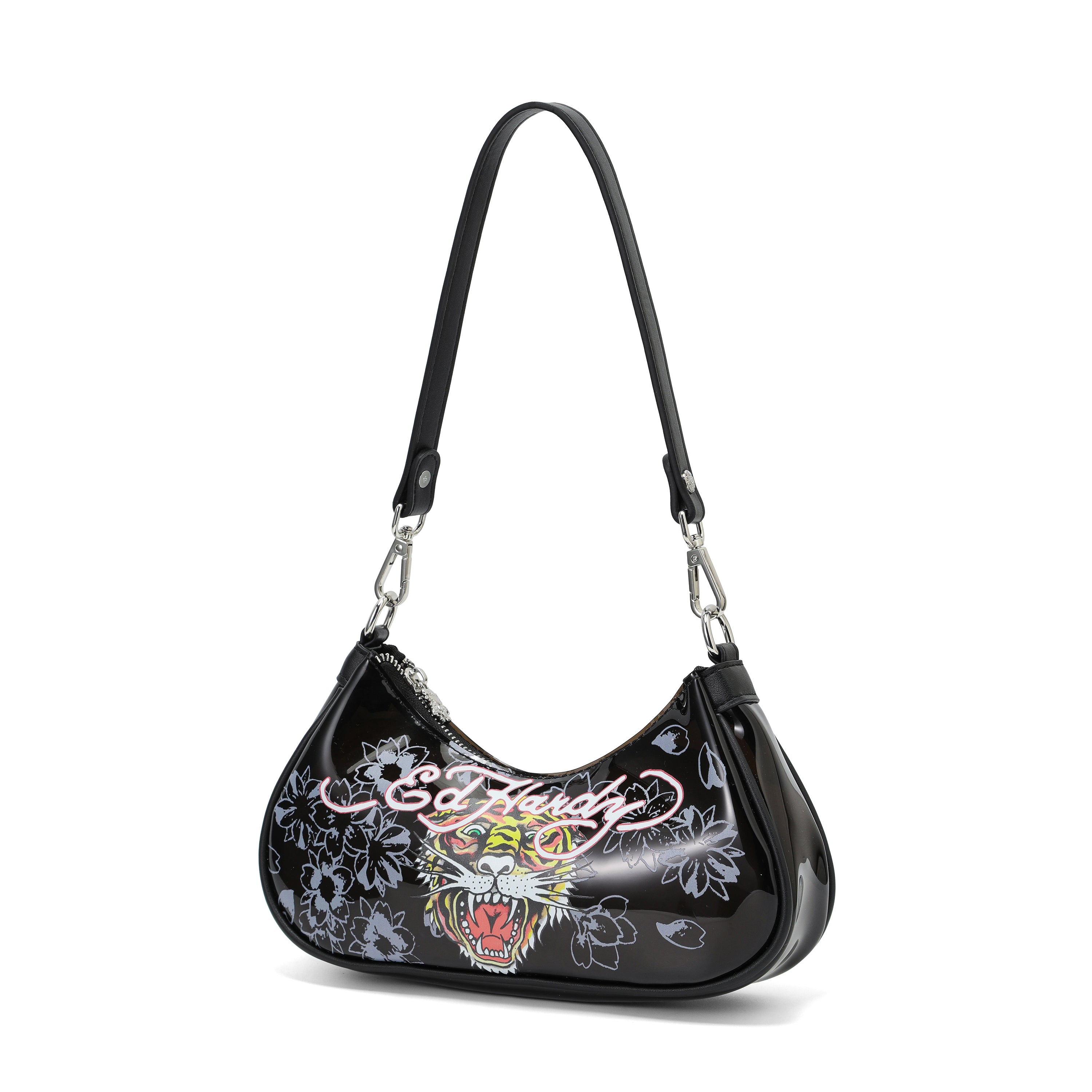 Woman wearing Ed Hardy Wild Tiger Beach Shoulder Bag Pvc in print