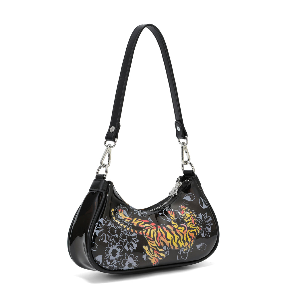 Close-up detail of Ed Hardy Wild Tiger Beach Shoulder Bag Pvc in print