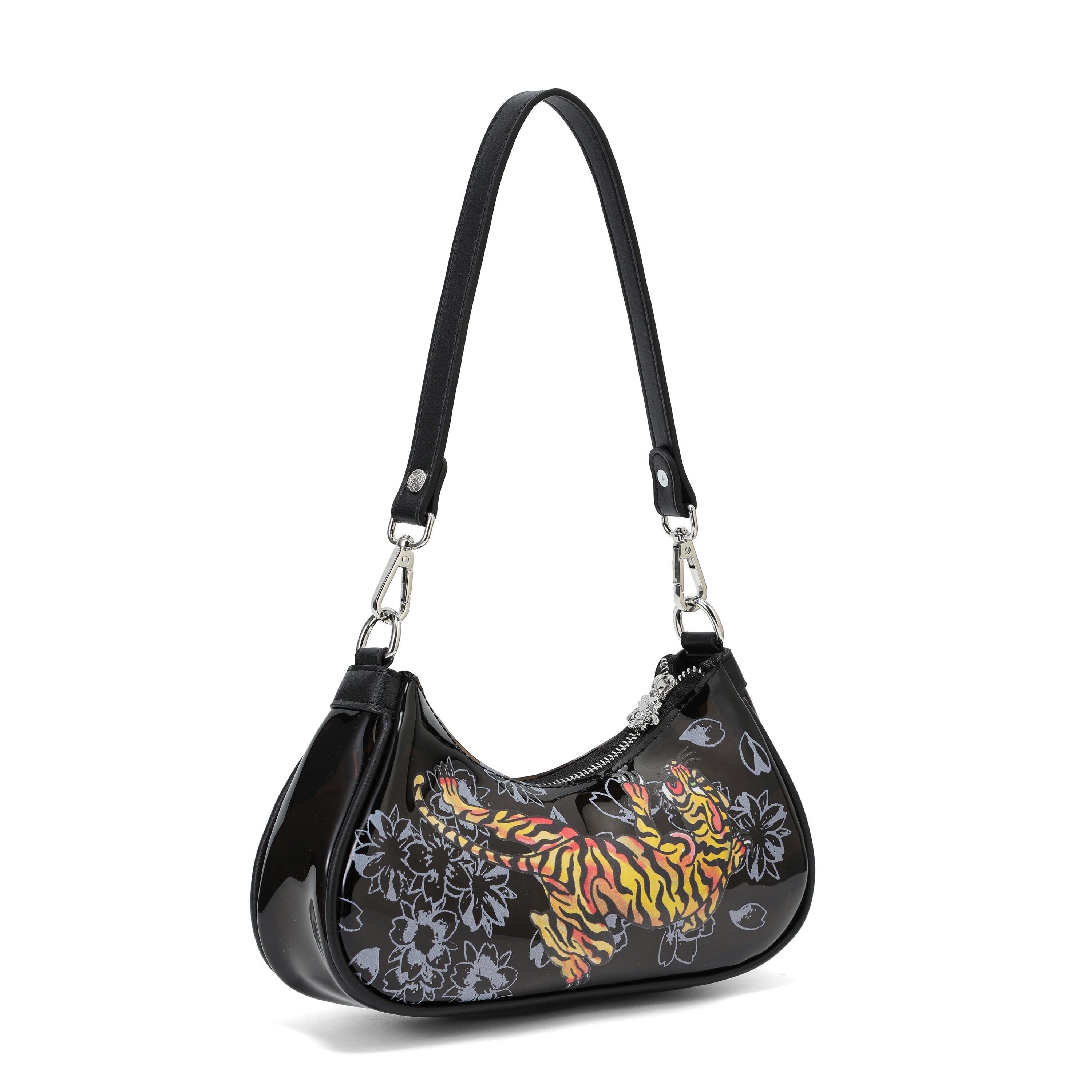 Close-up detail of Ed Hardy Wild Tiger Beach Shoulder Bag Pvc in print