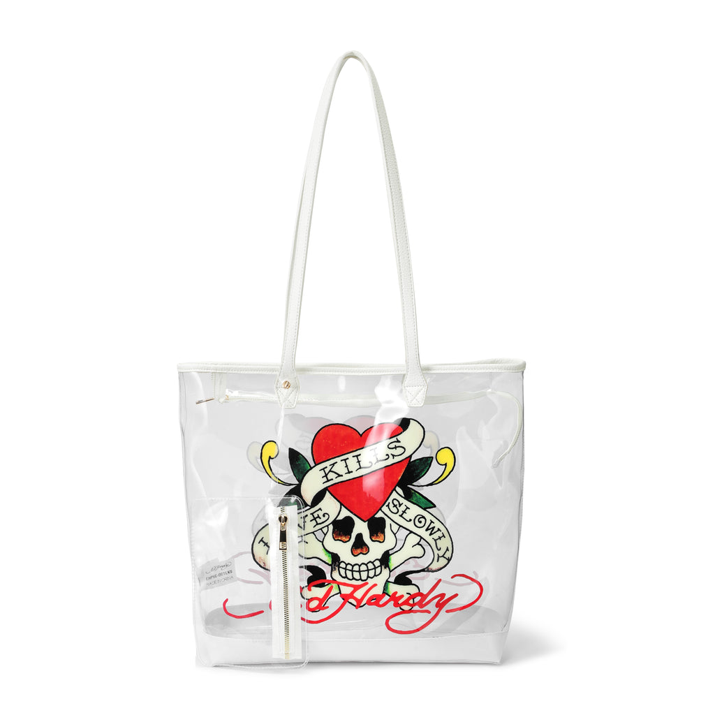 Ed Hardy Ed Hardy Love Marry Kills Pvc Beach Tote Bag Clear in print
