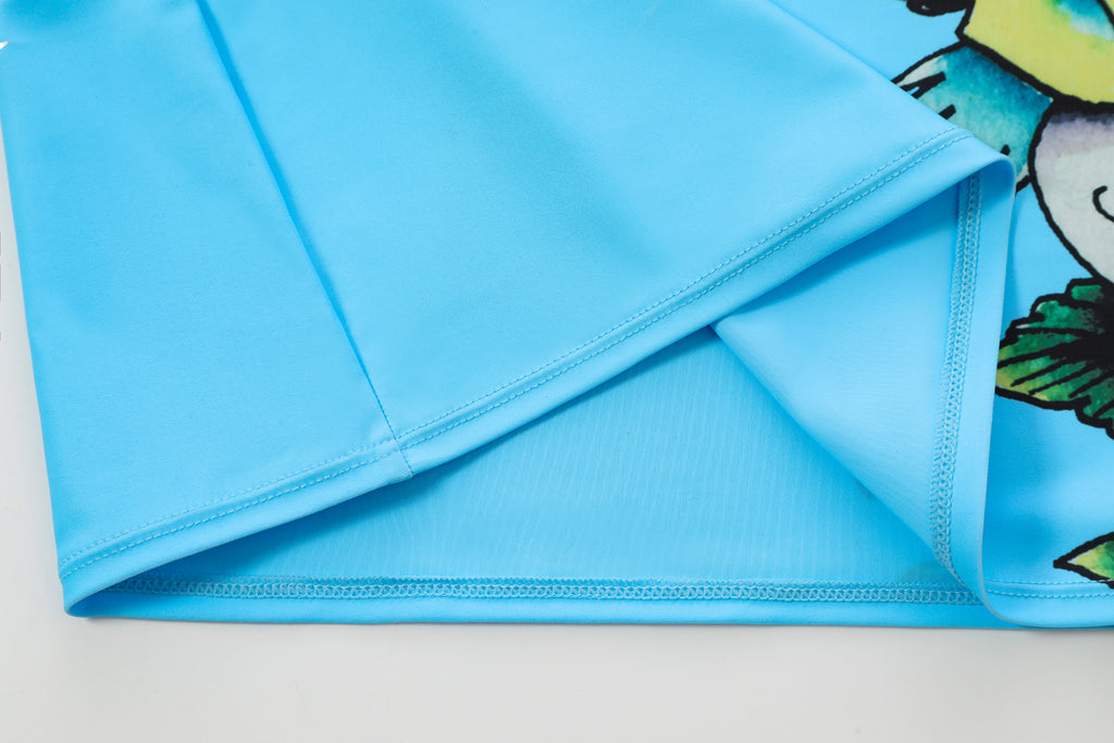 Back view of Ed Hardy Sky Panthress Swim Skirt in light blue print