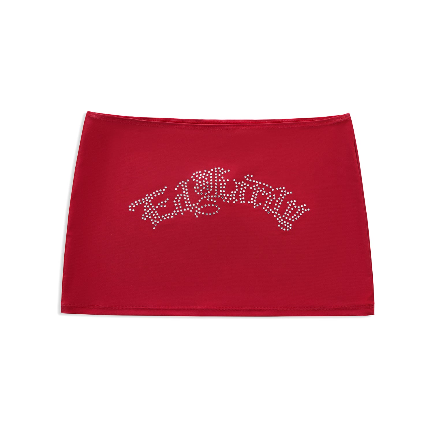 Close-up detail of Ed Hardy Crimson Tiger Swim Skirt in red print