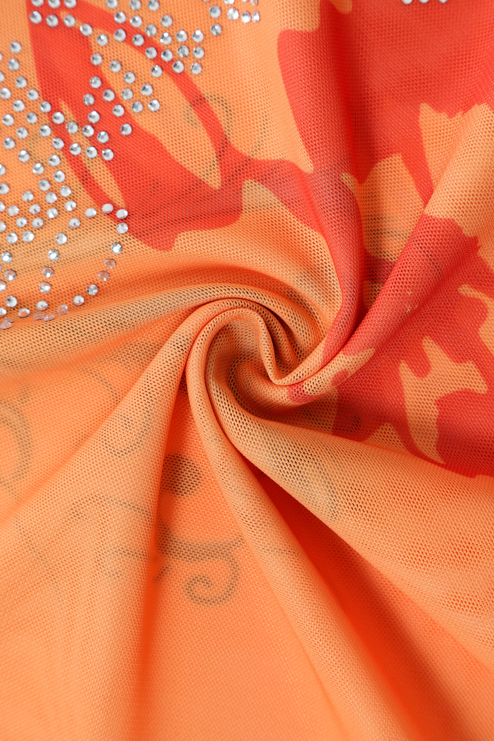 SUNSET SALLY' - ONE SHOULDER MESH DRESS - ORANGE