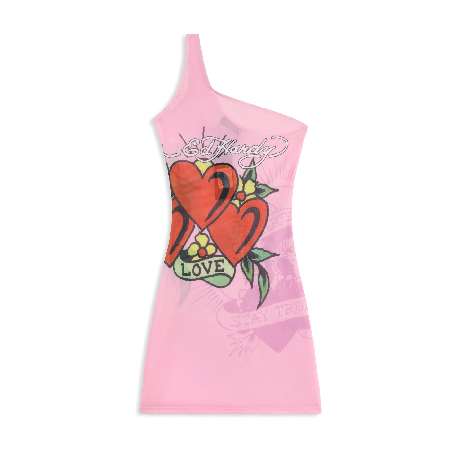 SUGAR' - ONE SHOULDER MESH DRESS - PINK
