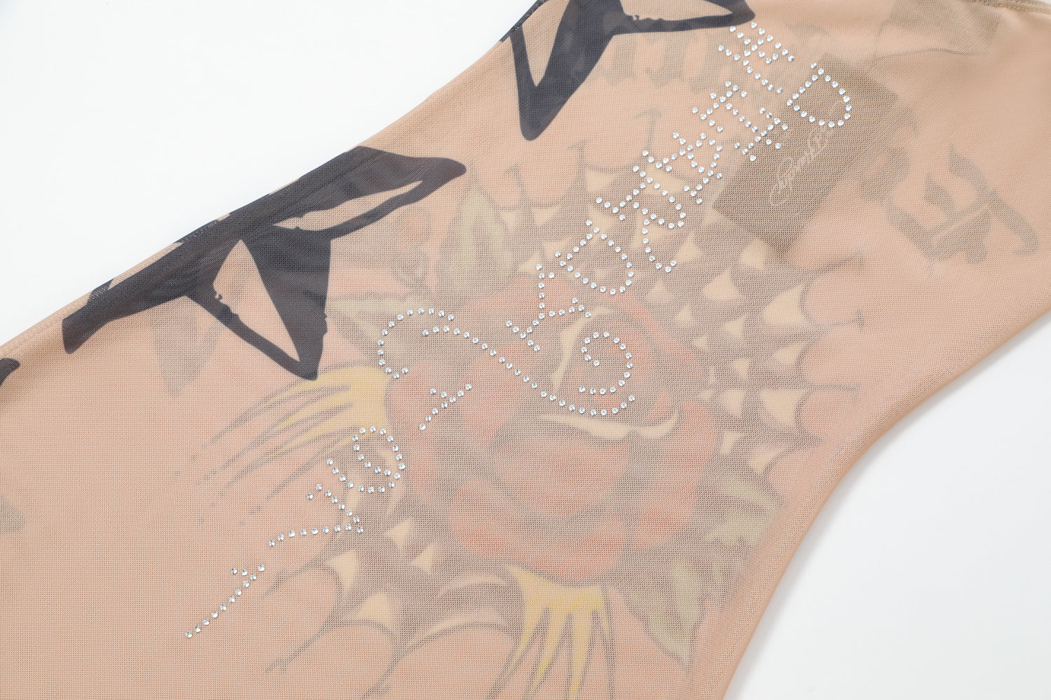 TULIP' - ONE SHOULDER MESH DRESS - SAND