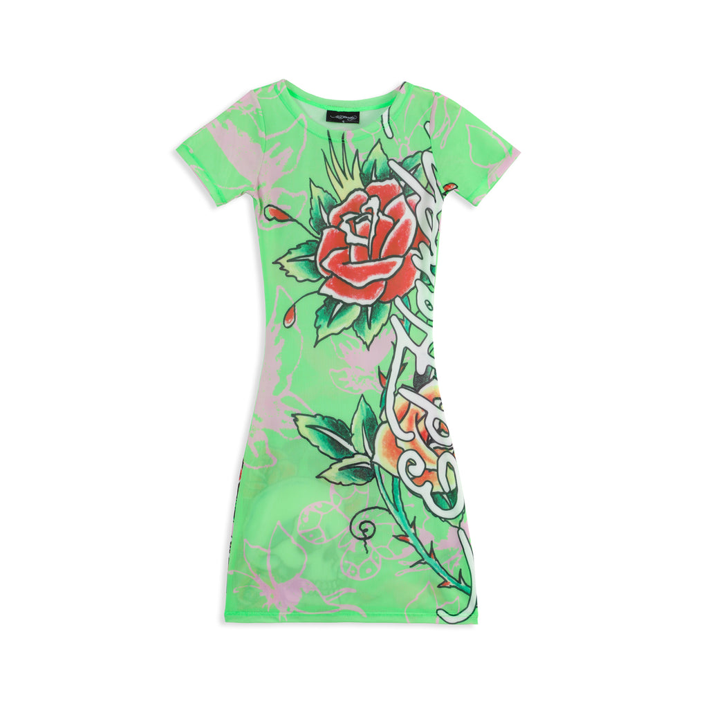 BUTTERFLY GARDEN - MESH DRESS - GREEN