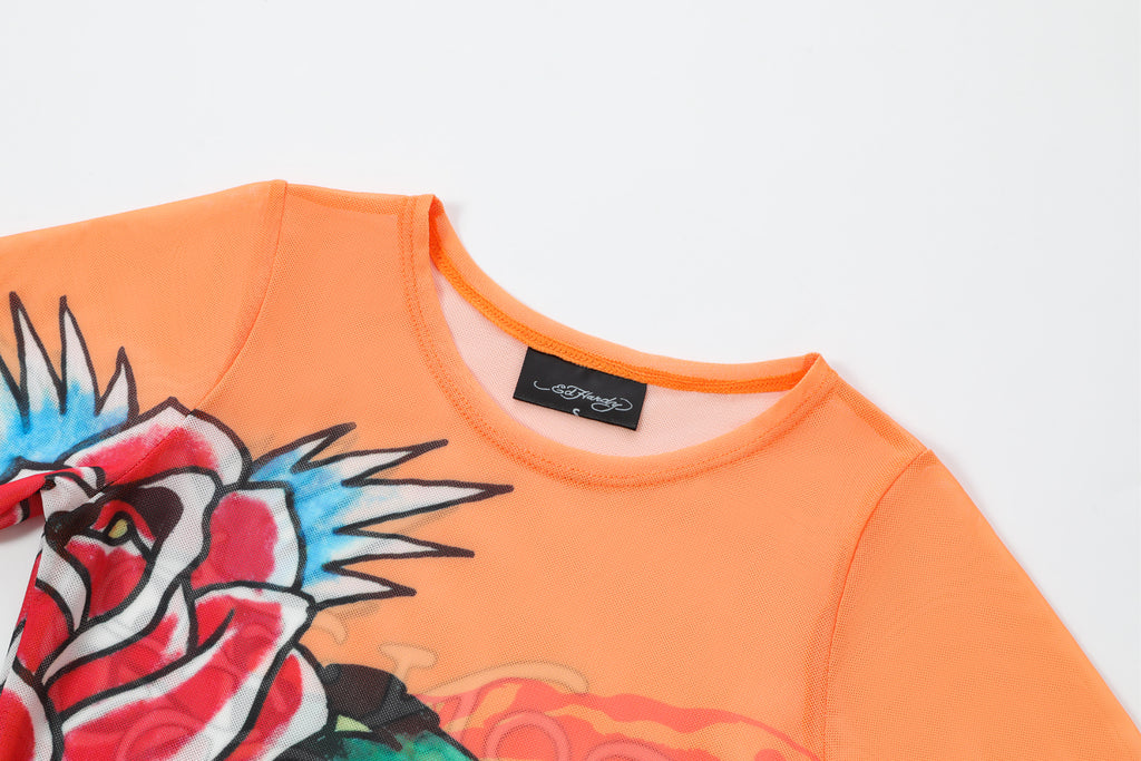 SUNSET VINE - MESH DRESS - ORANGE