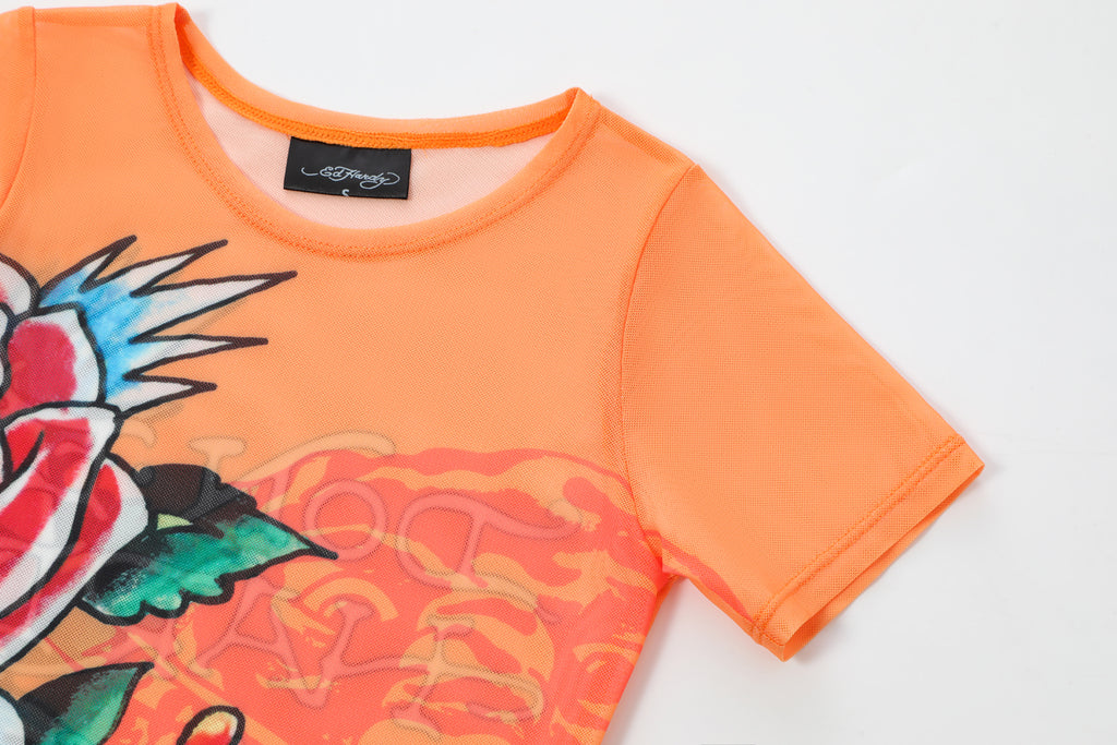 SUNSET VINE - MESH DRESS - ORANGE