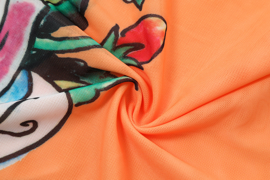 SUNSET VINE - MESH DRESS - ORANGE