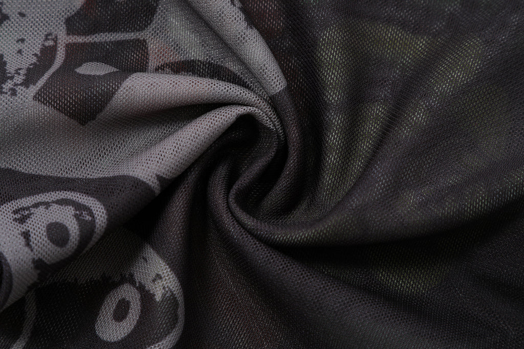 Close-up detail of Ed Hardy Traditional Rose Swim Flare in black print