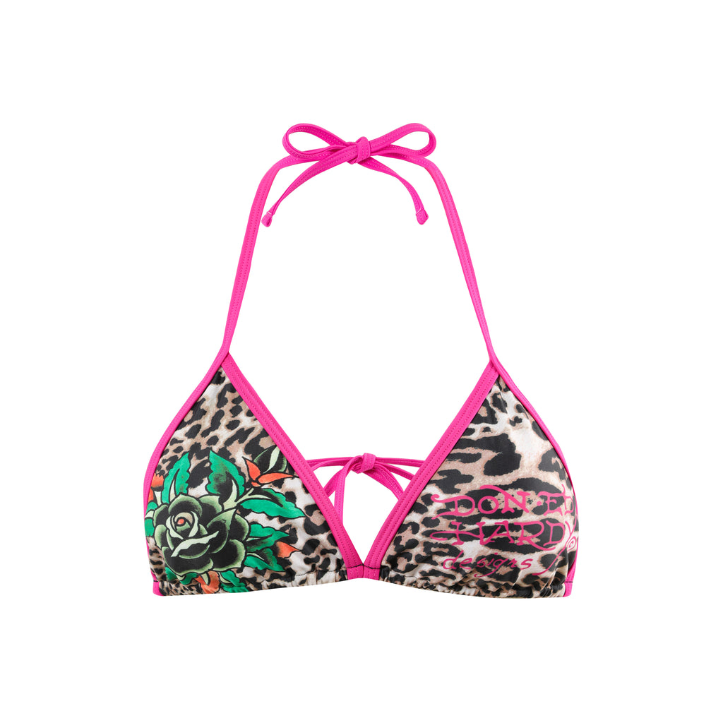 NEON ROSE - BIKINI TOP - PINK LEOPARD