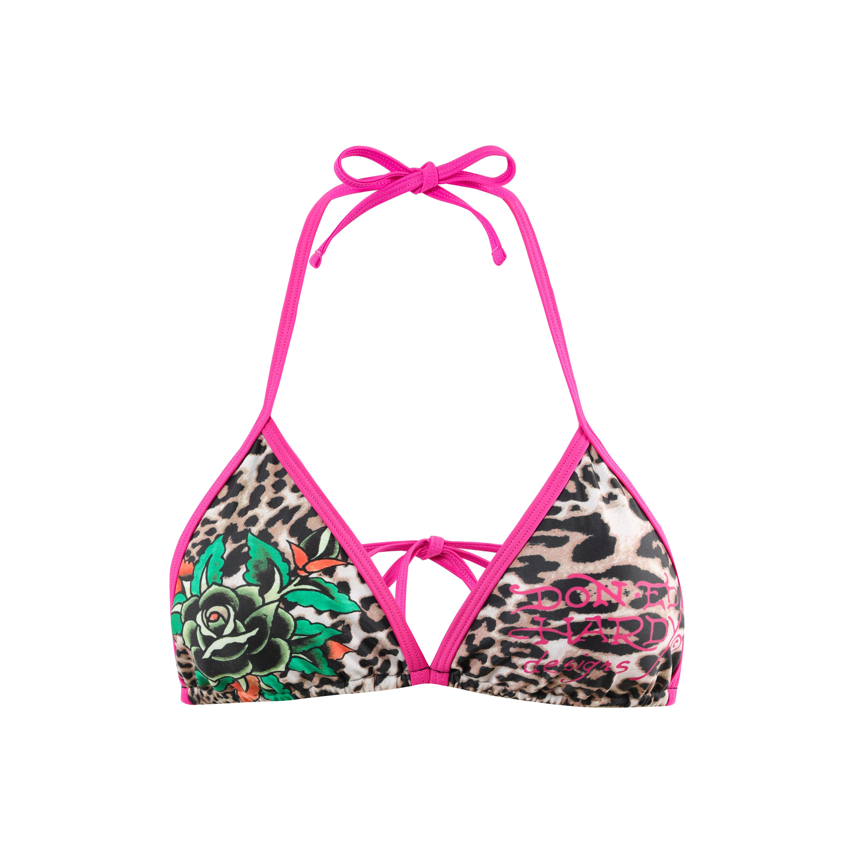 NEON ROSE - BIKINI TOP - PINK LEOPARD