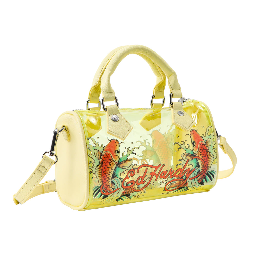 Yellow Ed Hardy PVC Small Beach HandBag - Koi