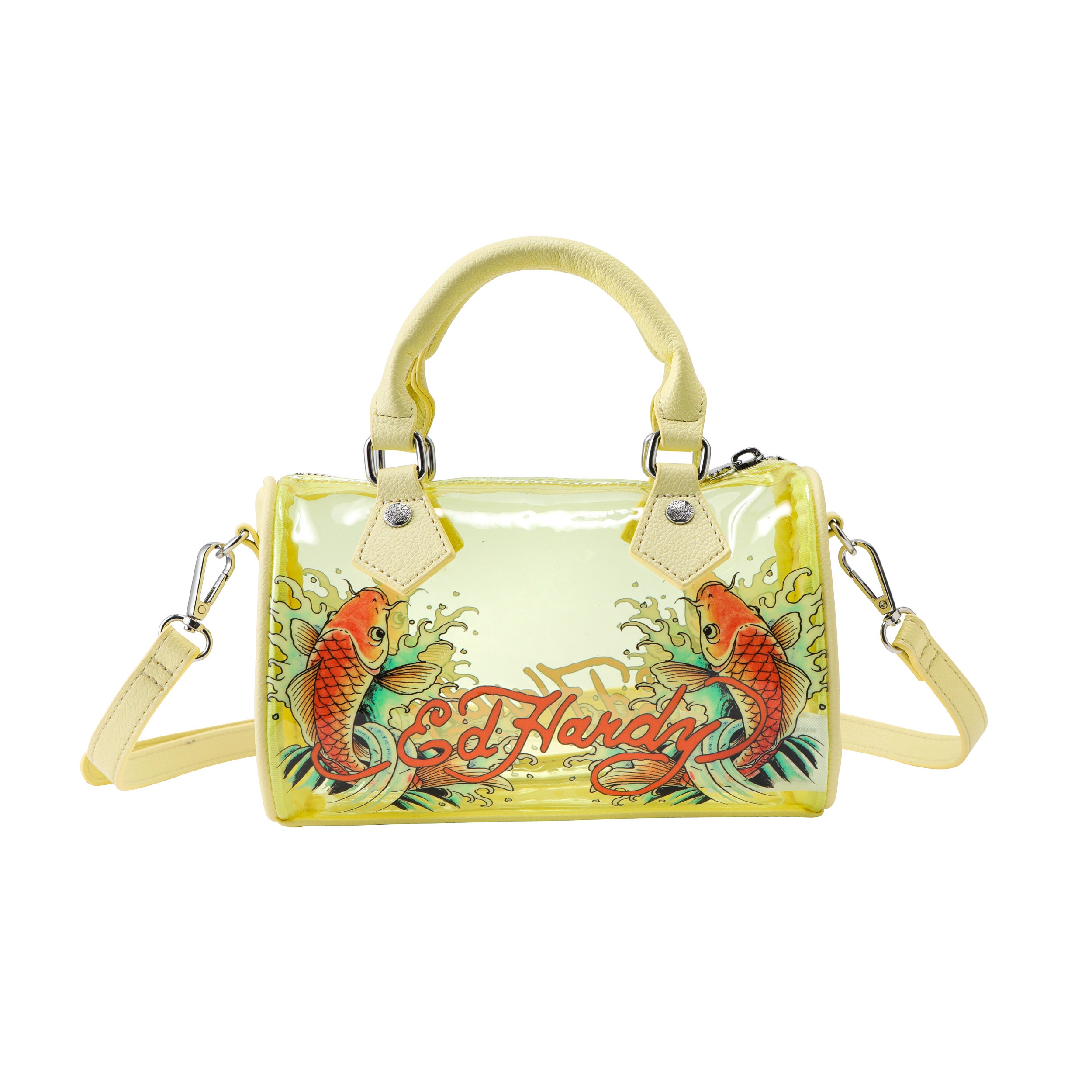 Yellow Ed Hardy PVC Small Beach HandBag - Koi