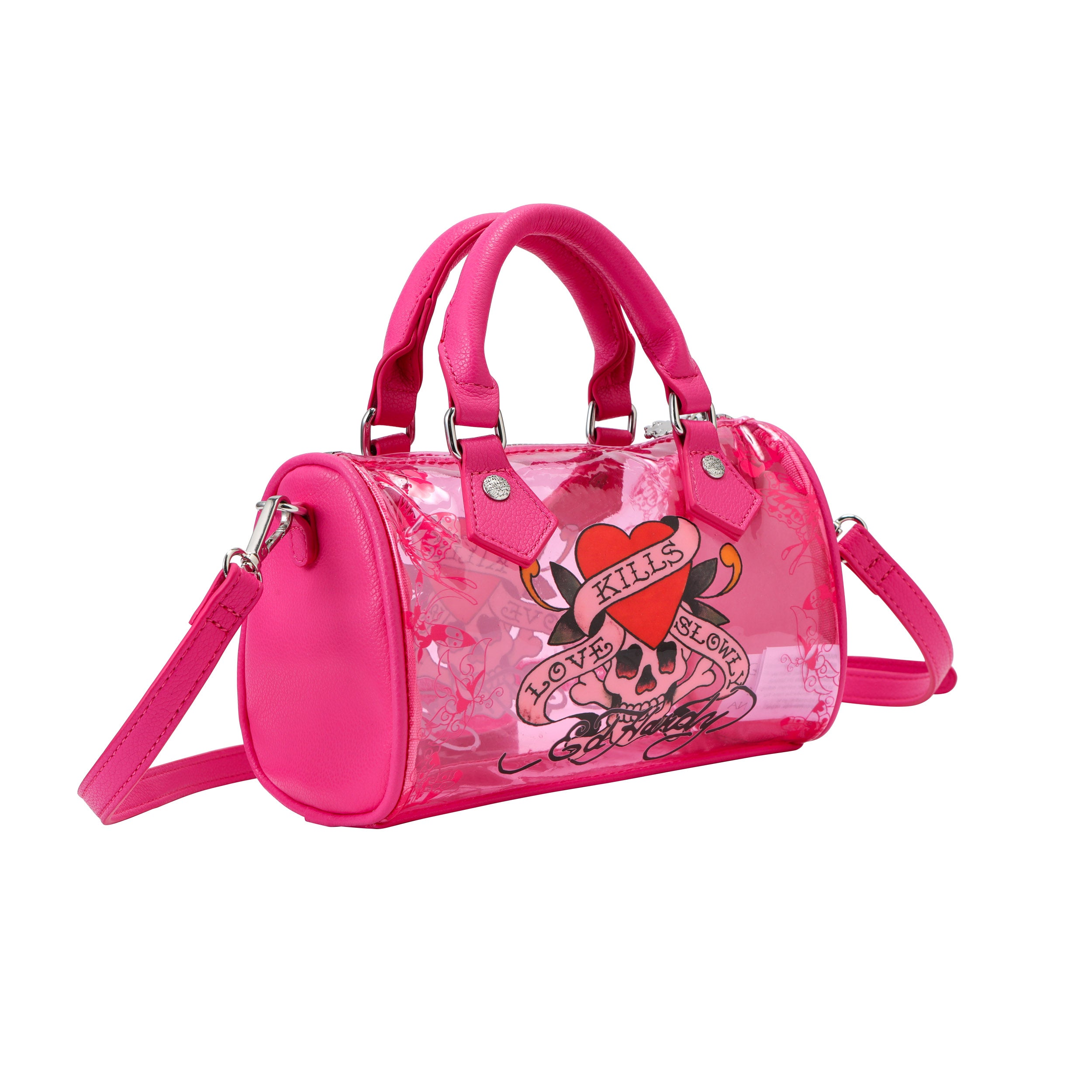 Pink Ed Hardy PVC Small Beach HandBag - Love Kills
