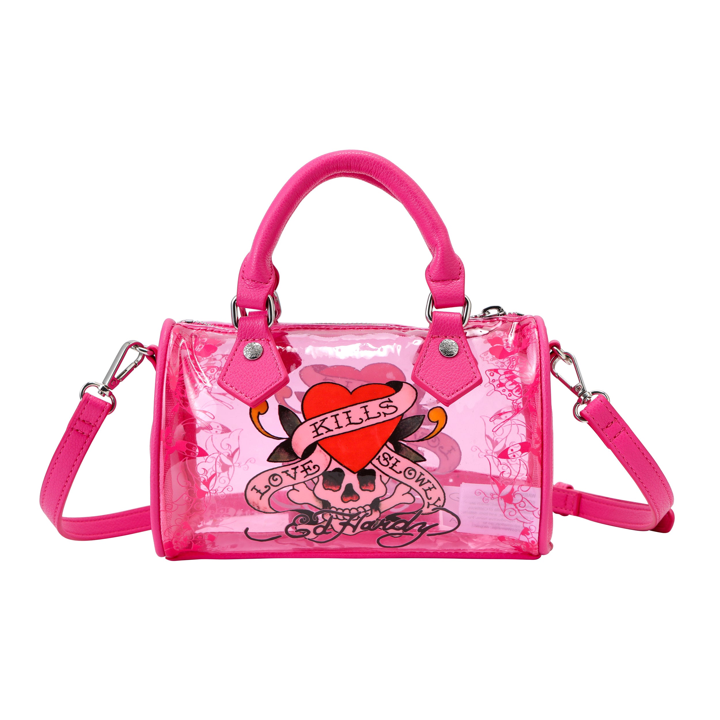 Pink Ed Hardy PVC Small Beach HandBag - Love Kills