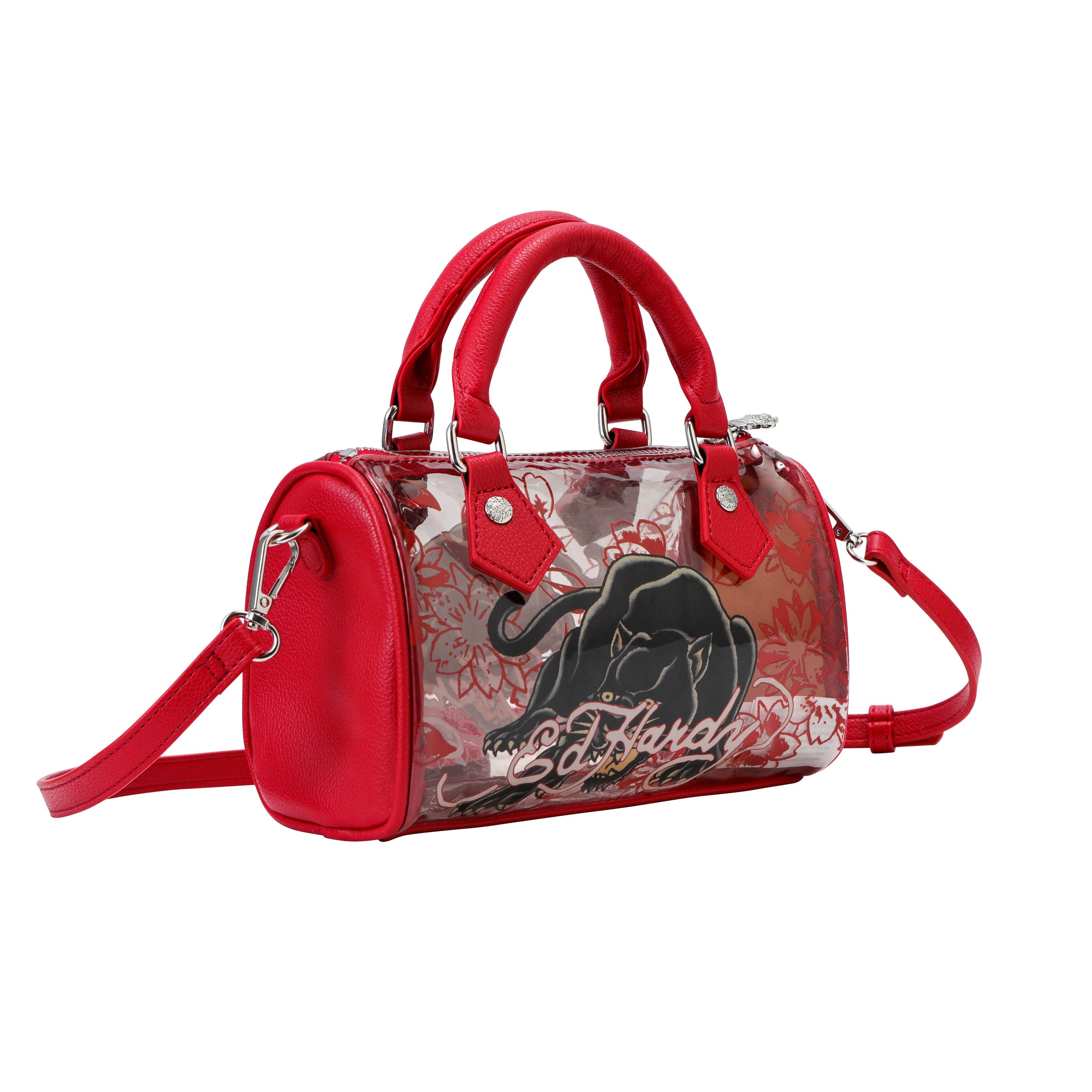 Red Ed Hardy PVC Small Beach HandBag - Classic Panther