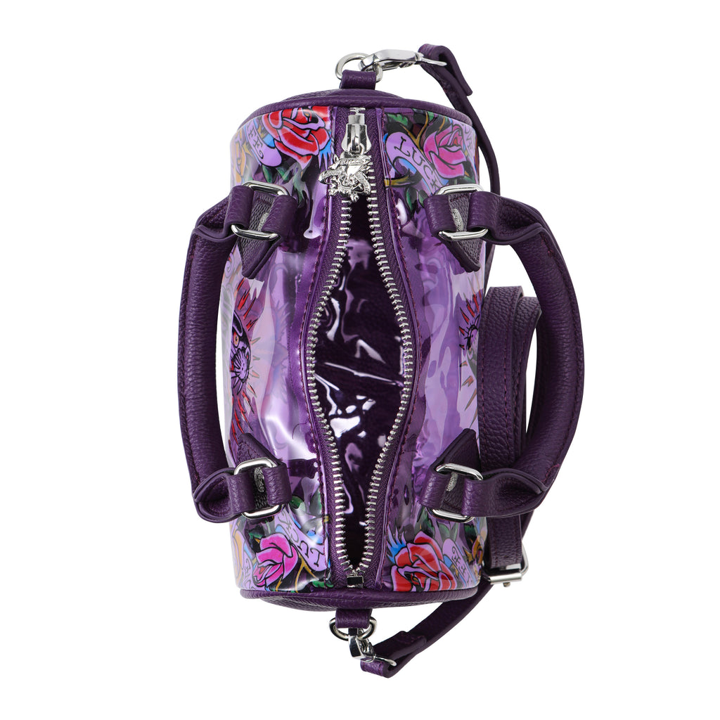 Purple Ed Hardy PVC Small Beach HandBag - Rose Panther