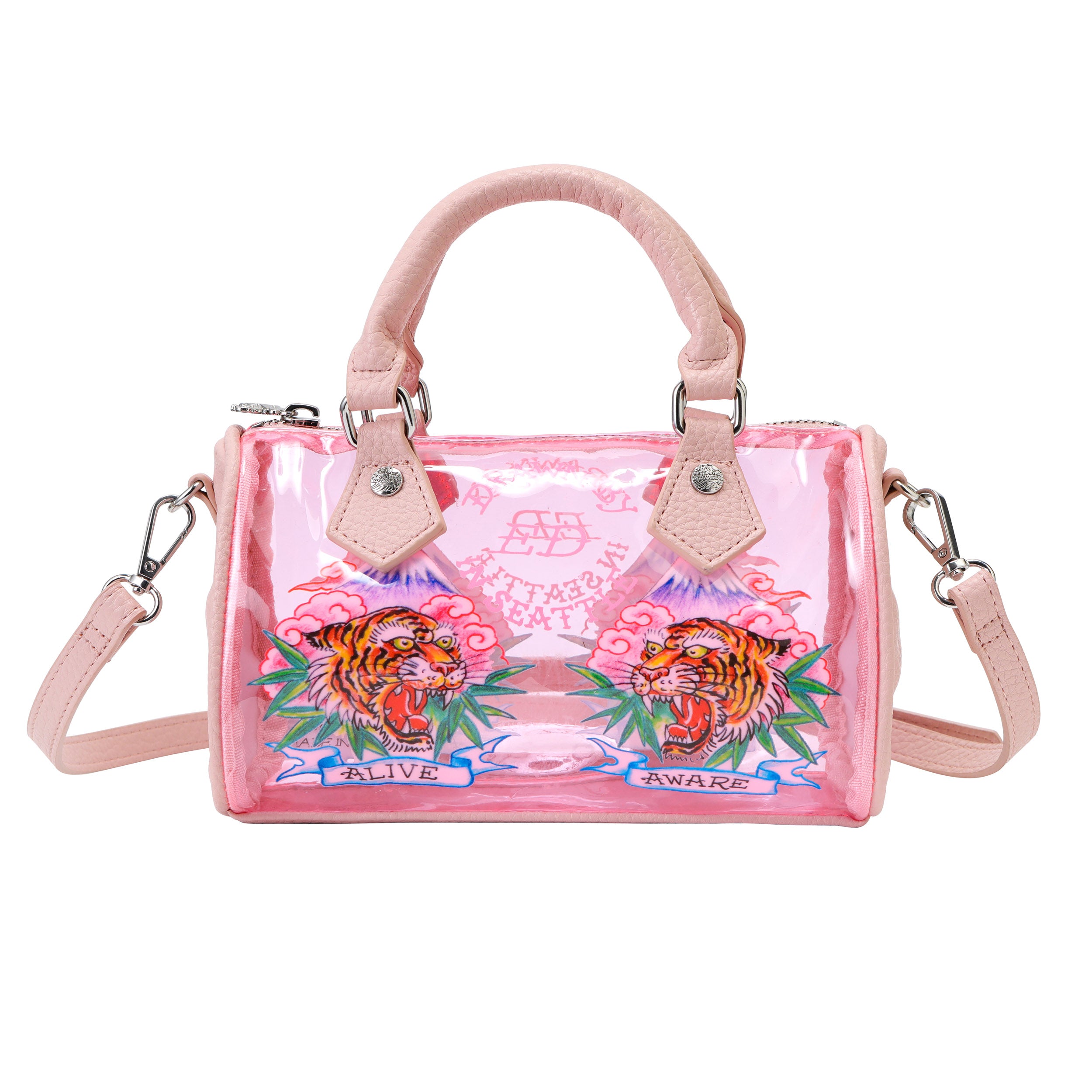 Pink Ed Hardy PVC Small Beach HandBag - Alive & Aware