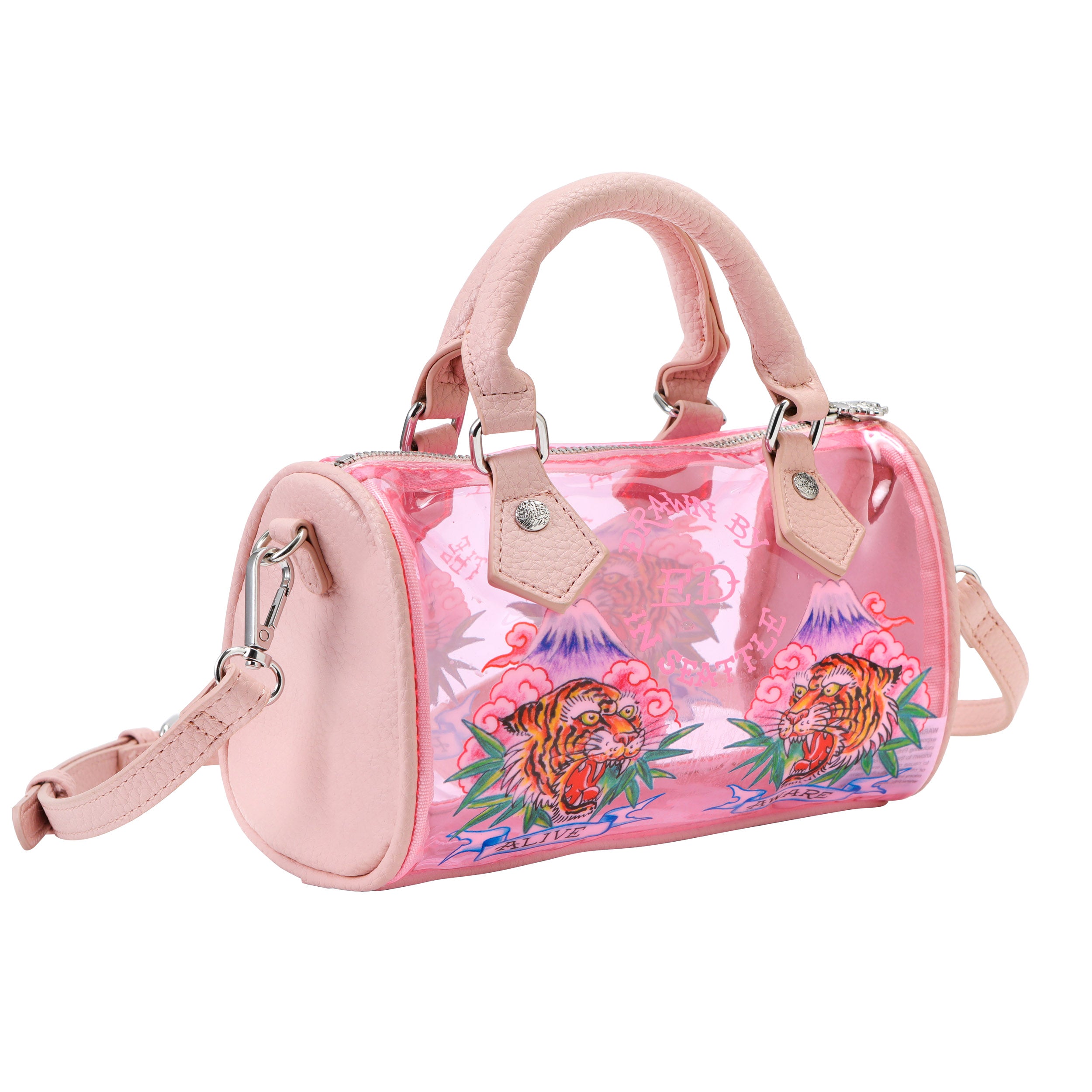 Pink Ed Hardy PVC Small Beach HandBag - Alive & Aware