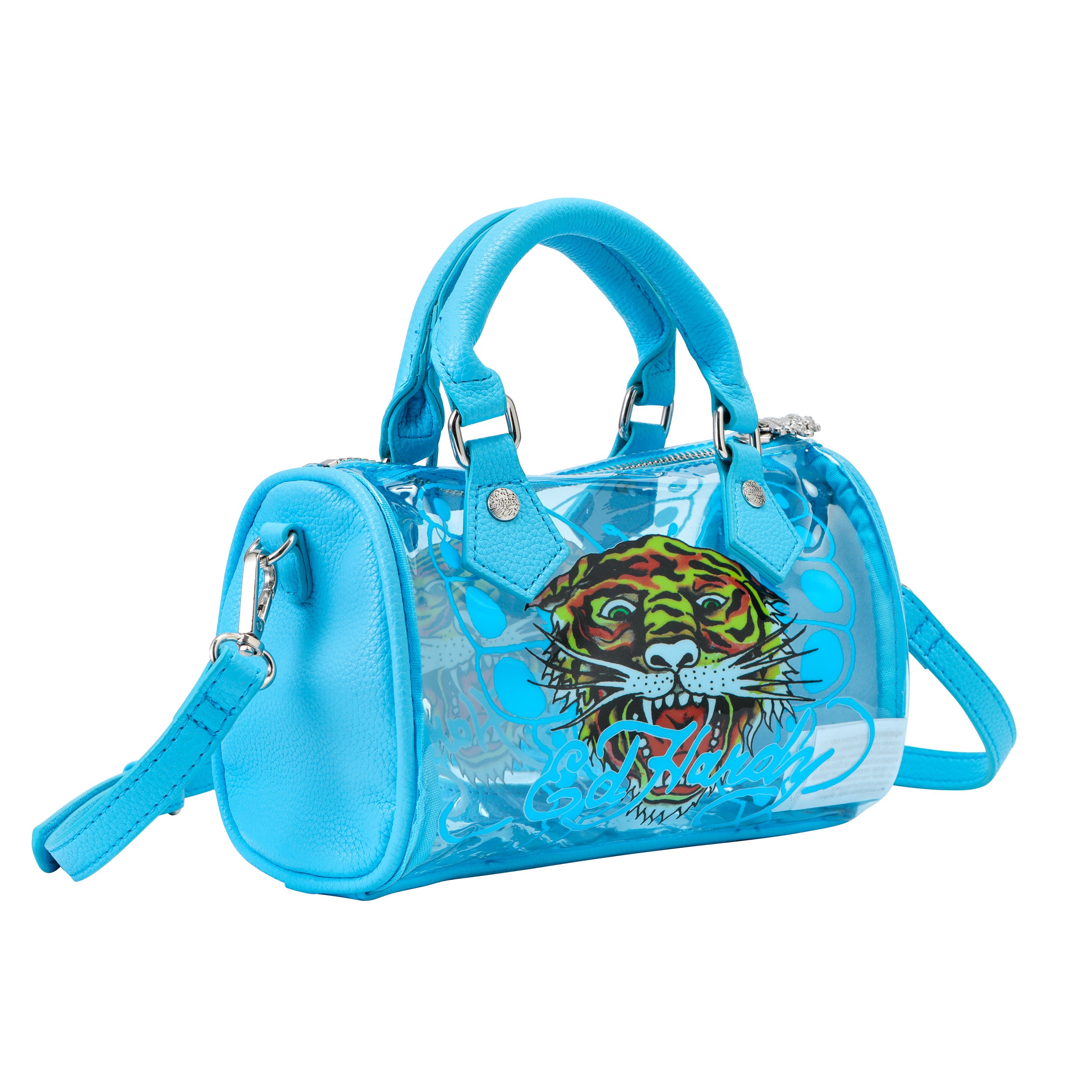 Blue Ed Hardy PVC Small Beach HandBag - Classic Tiger