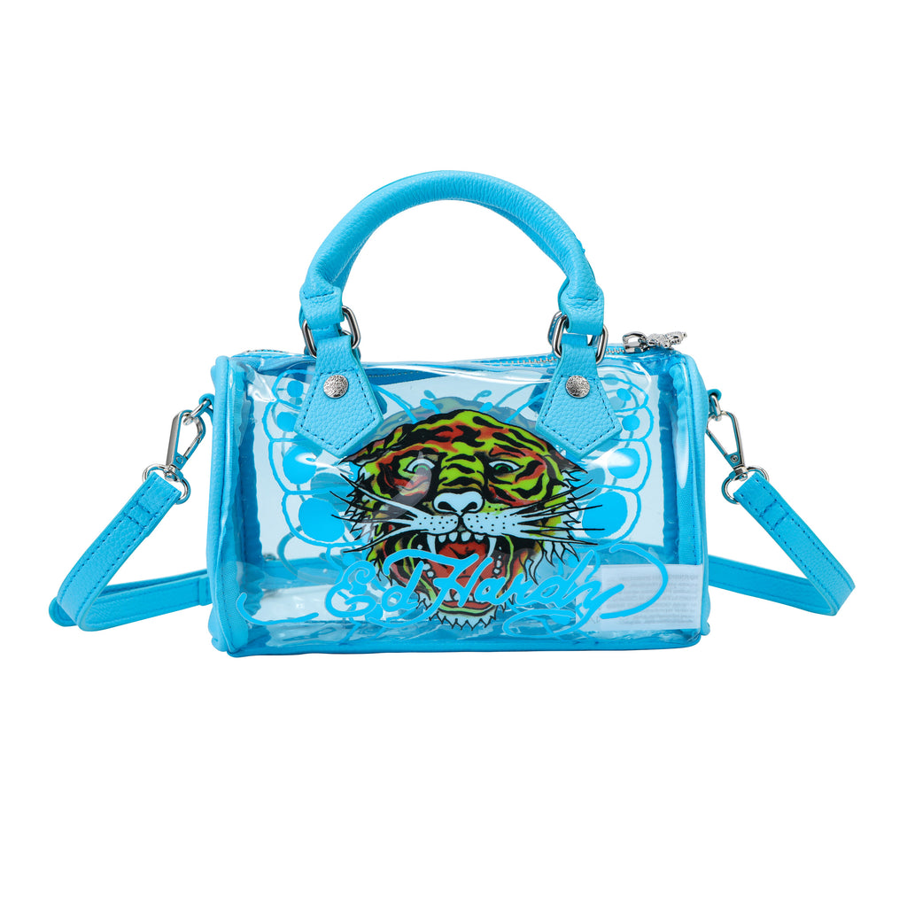 Blue Ed Hardy PVC Small Beach HandBag - Classic Tiger