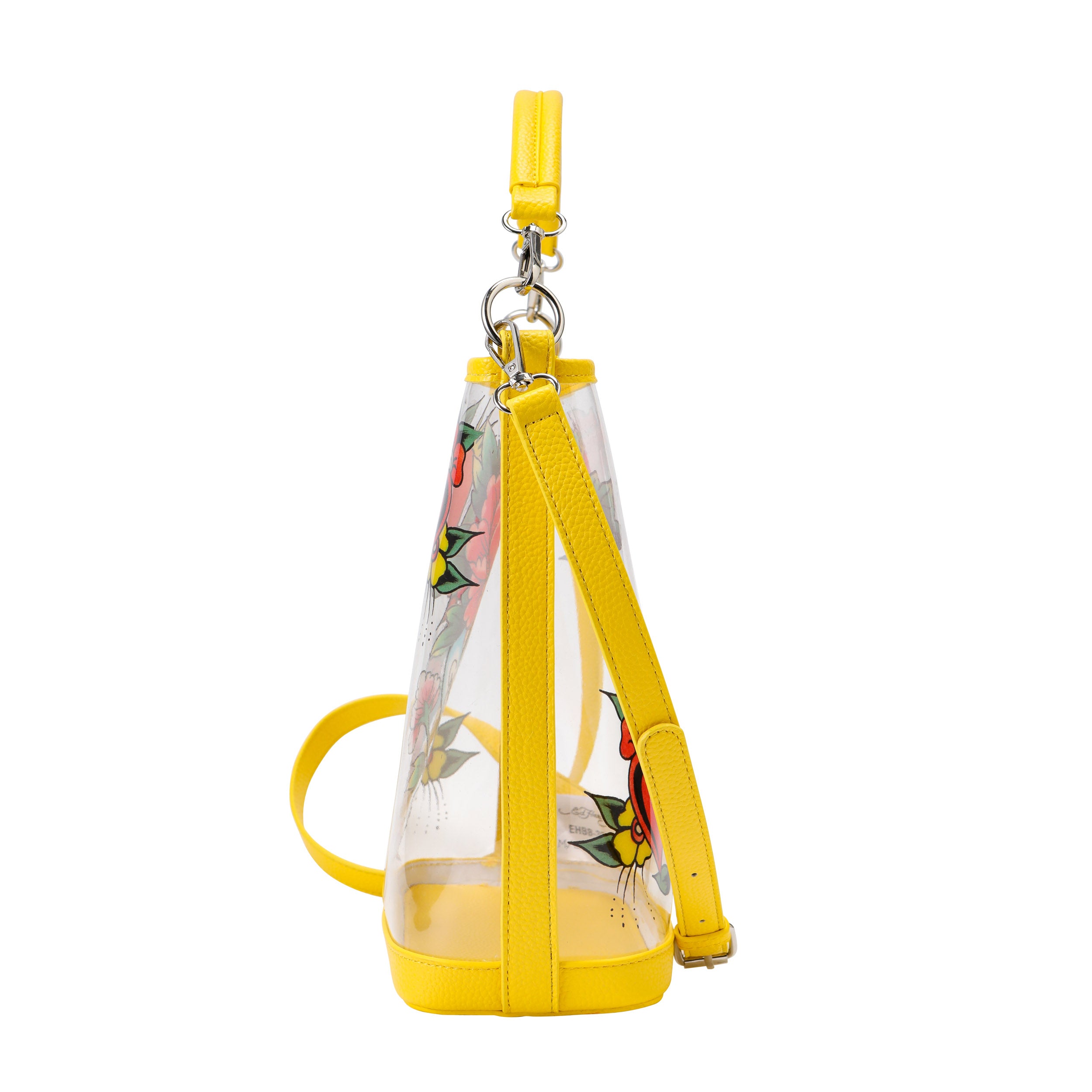 Yellow Ed Hardy PVC Beach Bucket Bag - Heart Of Diamonds