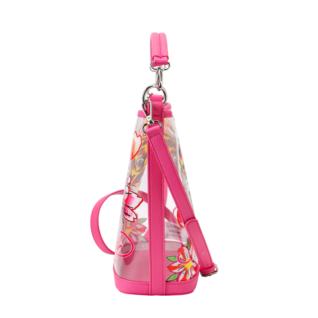 Pink Ed Hardy PVC Beach Bucket Bag - Classic Tiger