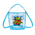Woman wearing Ed Hardy Ed Hardy Pvc Beach Bucket Bag Eternal Love in blue print