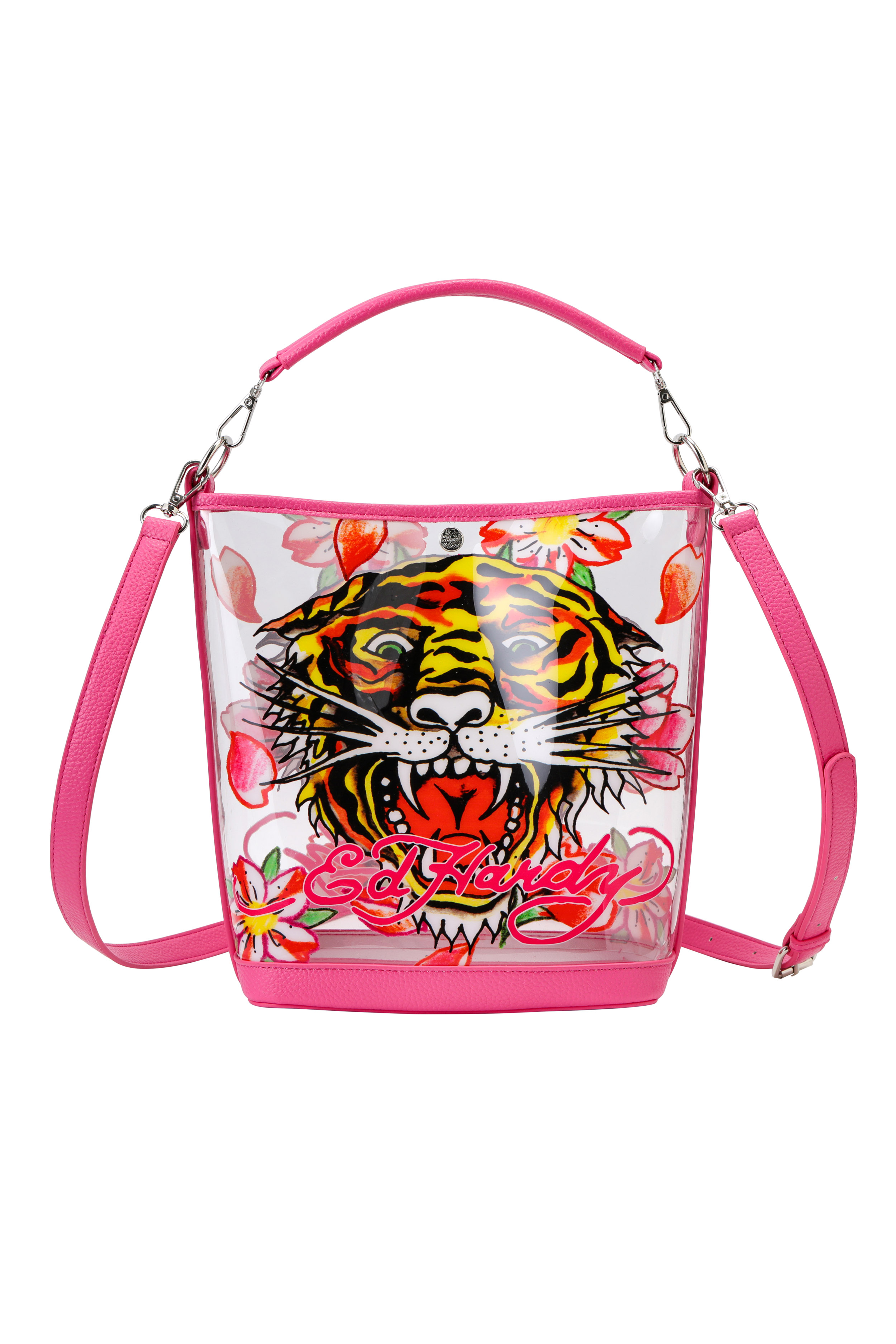 Pink Ed Hardy PVC Beach Bucket Bag - Classic Tiger
