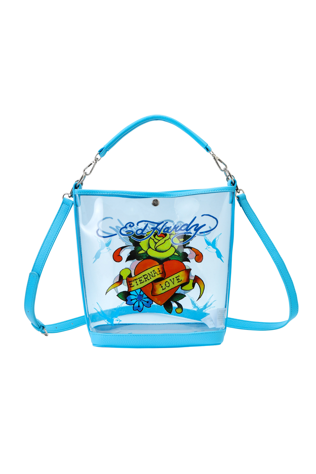 Blue Ed Hardy PVC Beach Bucket Bag - Eternal Love