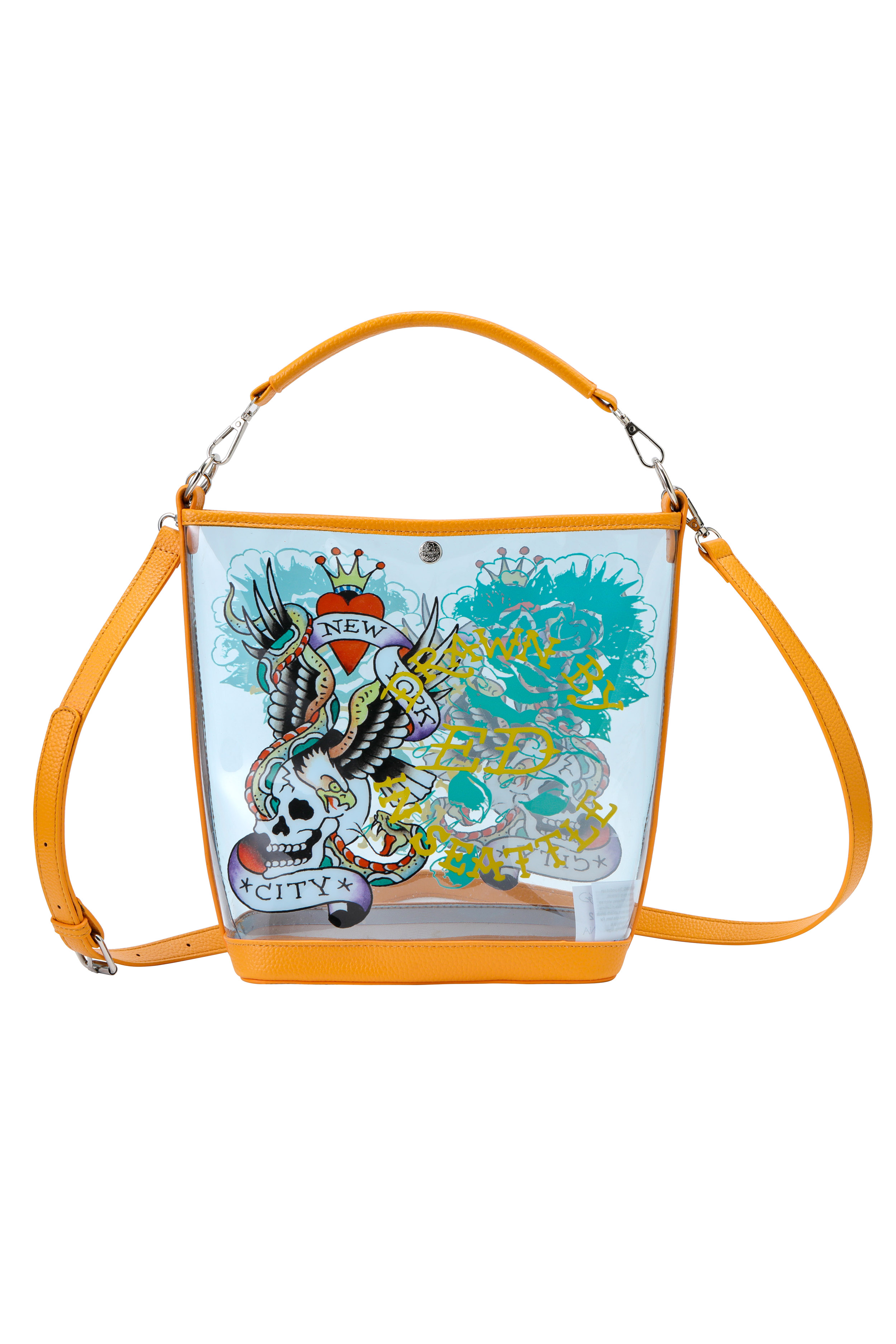 Orange Ed Hardy PVC Beach Bucket Bag - Drawn in Seattle