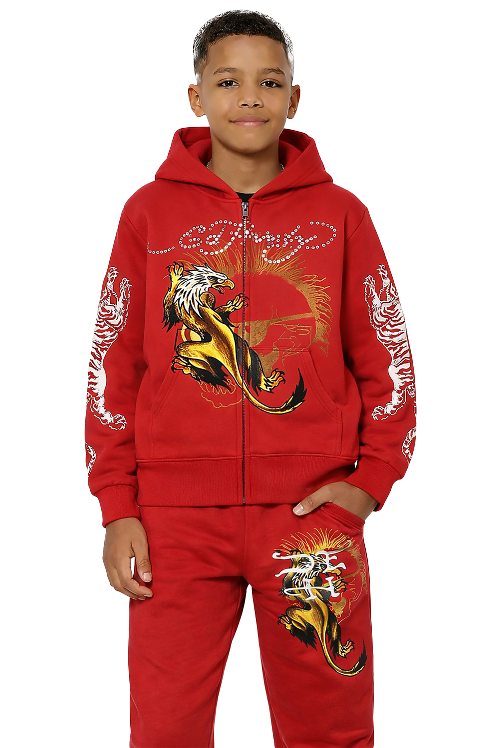Kids Tiger Hawk Sweats -Deep Red