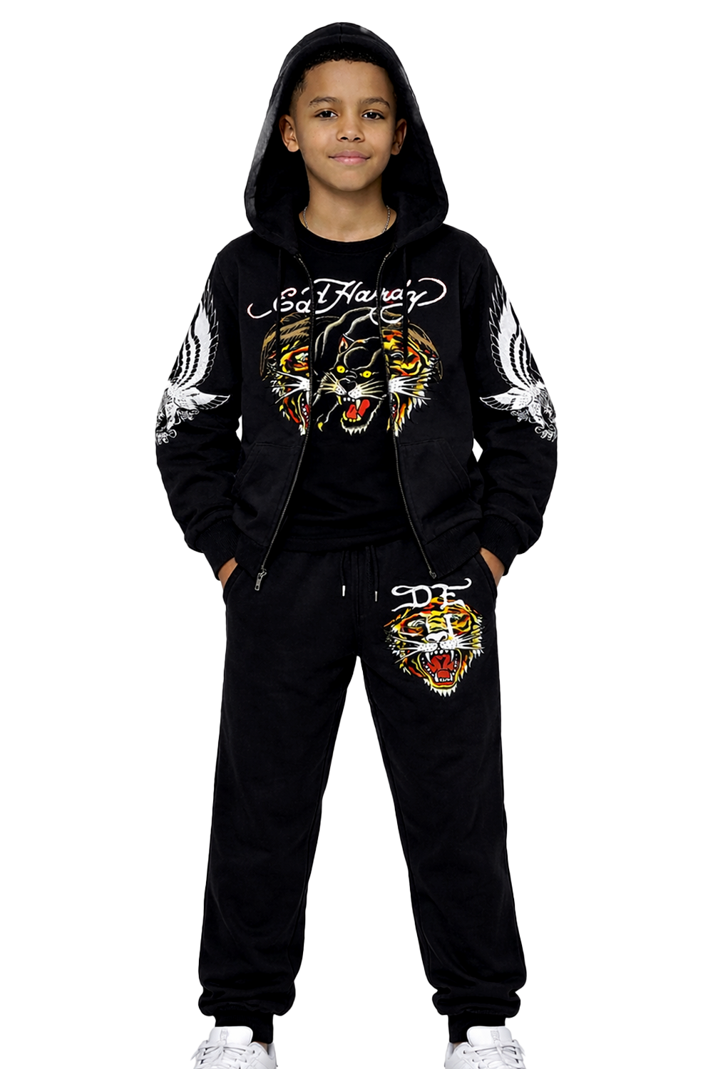 Kids Gold Tiger Sweats -Black