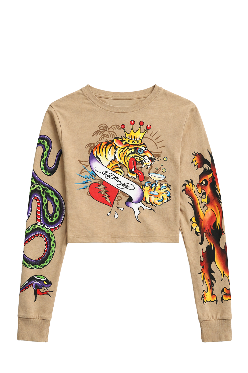 Kids Royal Tiger Long Sleeve T-Shirt - Tan