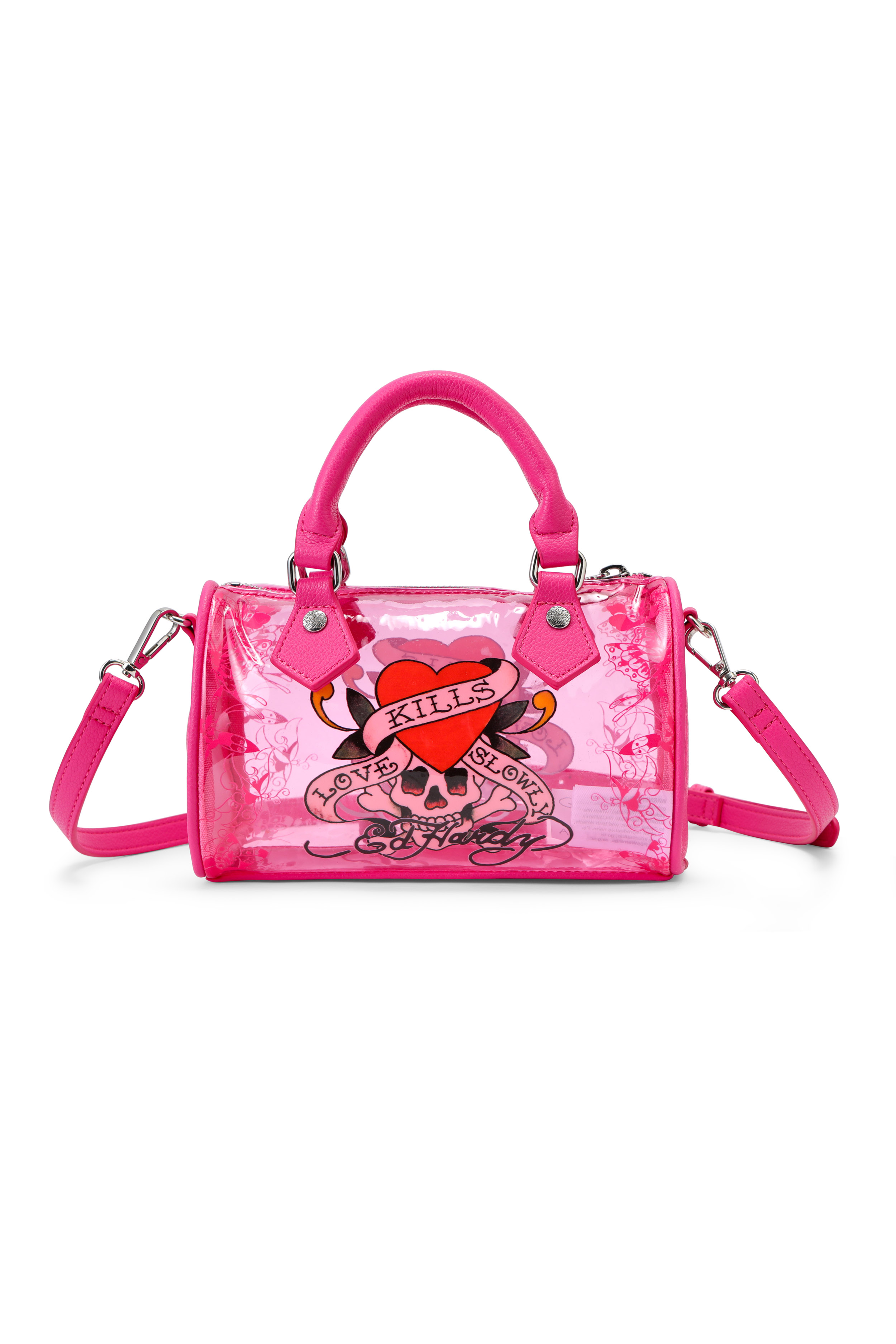Pink Ed Hardy PVC Small Beach HandBag - Love Kills