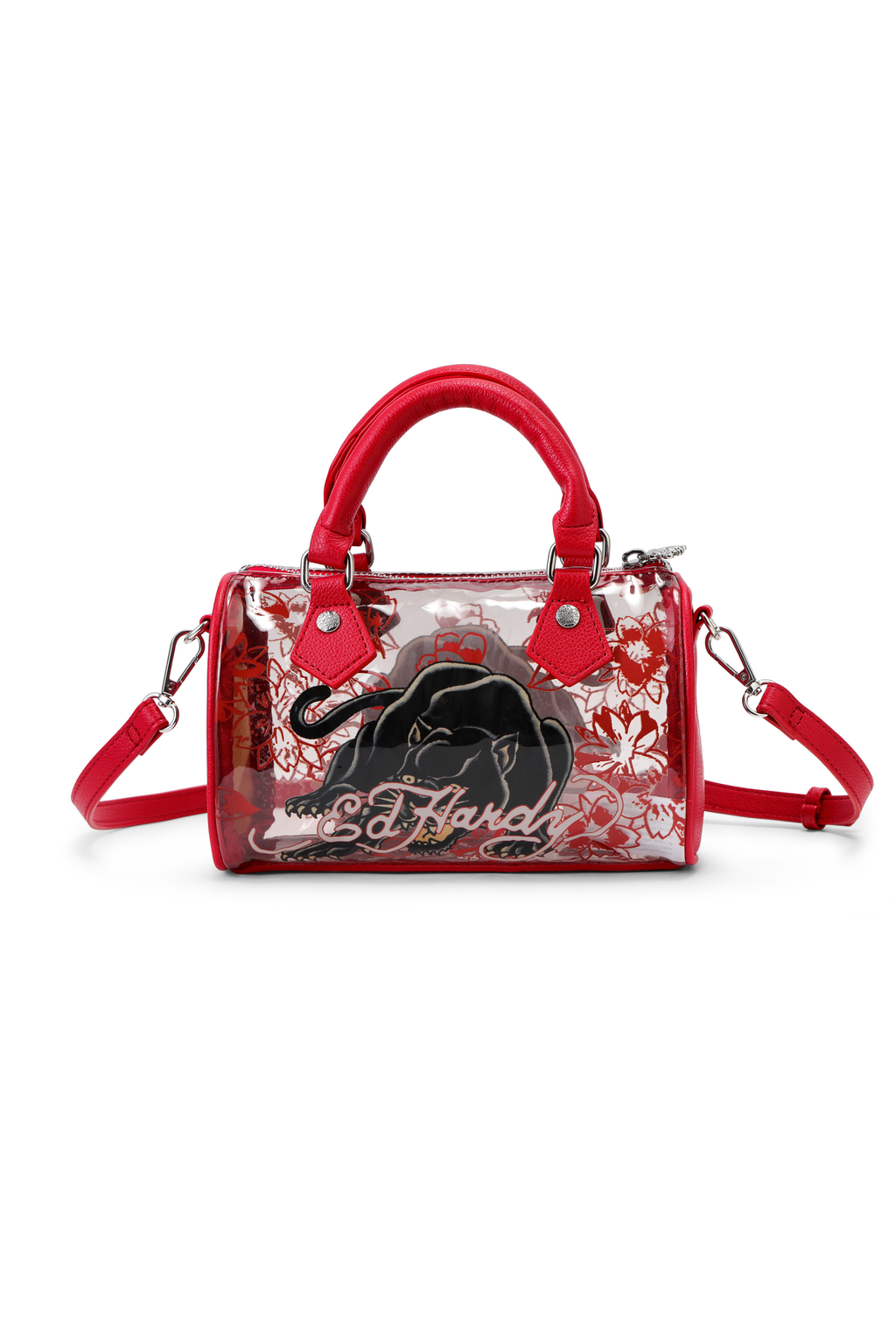 Red Ed Hardy PVC Small Beach HandBag - Classic Panther