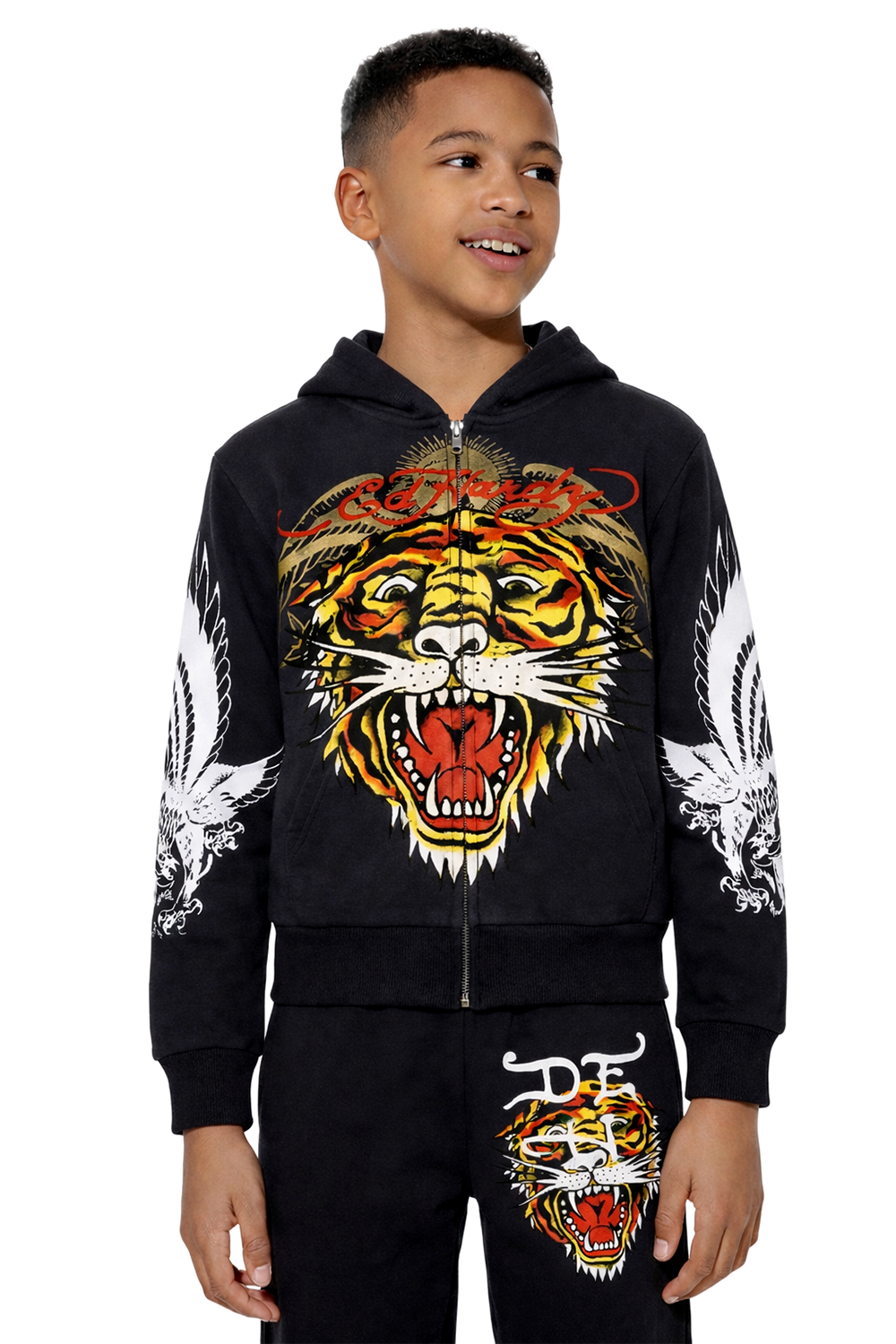 Youth Gold Tiger Hoodie -Black