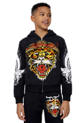 Youth Gold Tiger Hoodie -Black